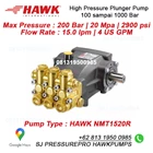 Pompa HPC High Pressure Cleaner 200 Bar 2900 psi 15.0 lpm HAWK NMT1520R SJ PRESSUREPRO HAWK PUMPs O8I3 I95O O985 1