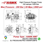 Pompa HPC High Pressure Cleaner 200 Bar 2900 psi 15.0 lpm HAWK NMT1520R SJ PRESSUREPRO HAWK PUMPs O8I3 I95O O985 8