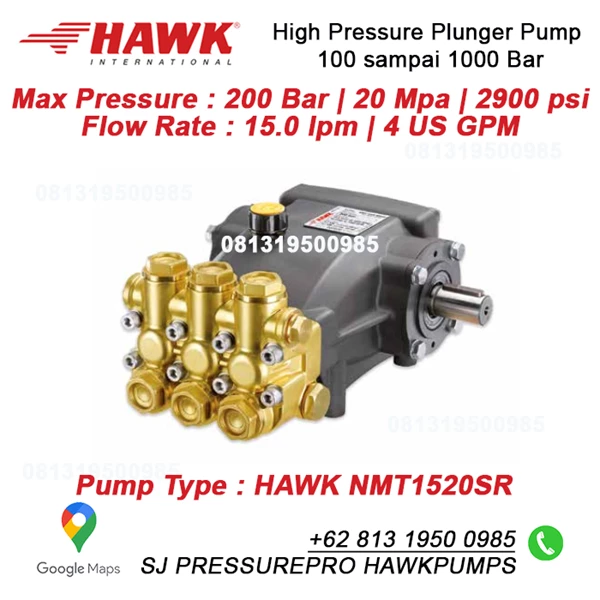 Pompa HPC High Pressure Cleaner 200 Bar 2900 psi 15.0 lpm HAWK NMT1520R SJ PRESSUREPRO HAWK PUMPs O8I3 I95O O985