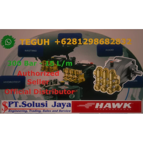 Pompa High Pressure Cleaner Hawk 300 Bar 15 LPM-15 HP 8.8 KW SJ Pressure Pro +6281298682832