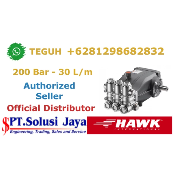 High Pressure Cleaner Hawk Pump 200 Bar 30 LPM High Temperature - SJ Pressure Pro +628129868283