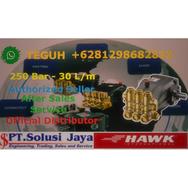 High Pressure Cleaner Hawk Pump 250 Bar 30 Lpm - 19.3 HP  14.2 kW SJ Pressure Pro +628129868283
