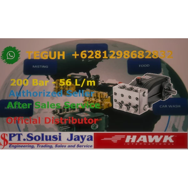  High Pressure Cleaner Hawk Pump 200 Bar 56 Lpm 29.3 HP 21.5 kW - SJ Pressure Pro +6281298682832