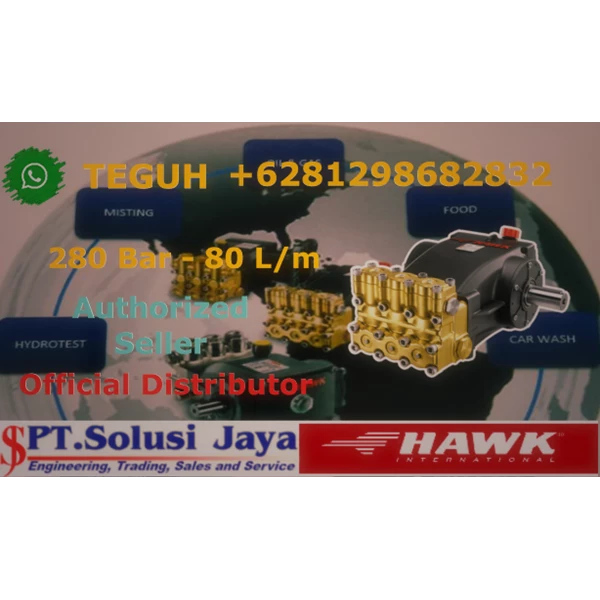 High Pressure Cleaner Hawk Pump 280 Bar 80 Lpm 57.3 HP 42.1 kW - SJ Pressure Pro +6281298682832 - Diesel