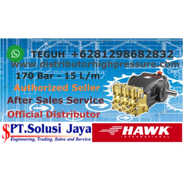 Pompa Tekanan Tinggi HAWK Pump 170 Bar 15 Lpm - 9.2 HP 6.8 kW  SJ Pressure Pro +6281298682832