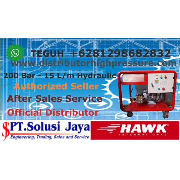 High Pressure HAWK Pump 200 Bar 15 Lpm - 5.8 HP 4.3 kW SJ Pressure Pro +6281298682832