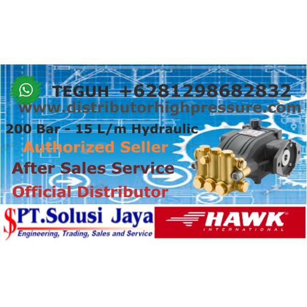 High Pressure HAWK Pump 200 Bar 15 Lpm - 5.8 HP 4.3 kW SJ Pressure Pro +6281298682832