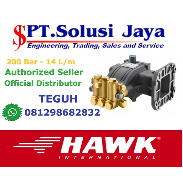 High Pressure Cleaner Hawk Pump  200 Bar 14 L/m SJ Pressure Pro +6281298682832
