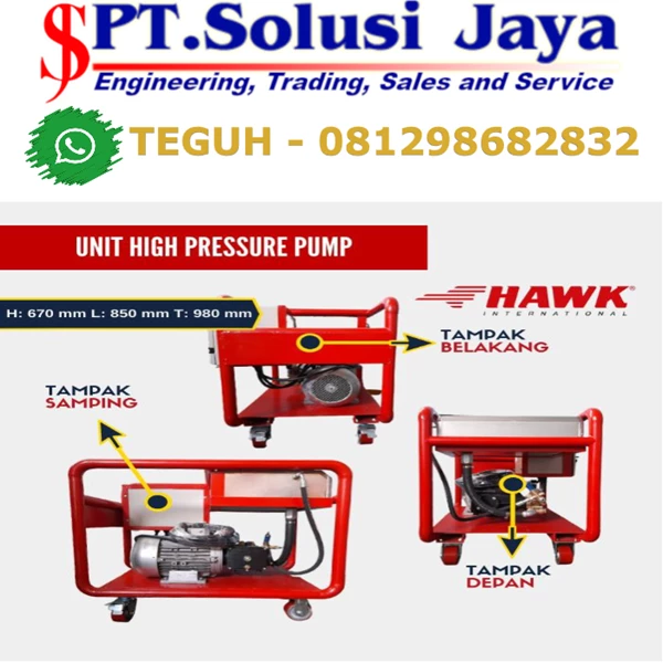 High Pressure Cleaner Hawk Pump  200 Bar 14 L/m SJ Pressure Pro +6281298682832
