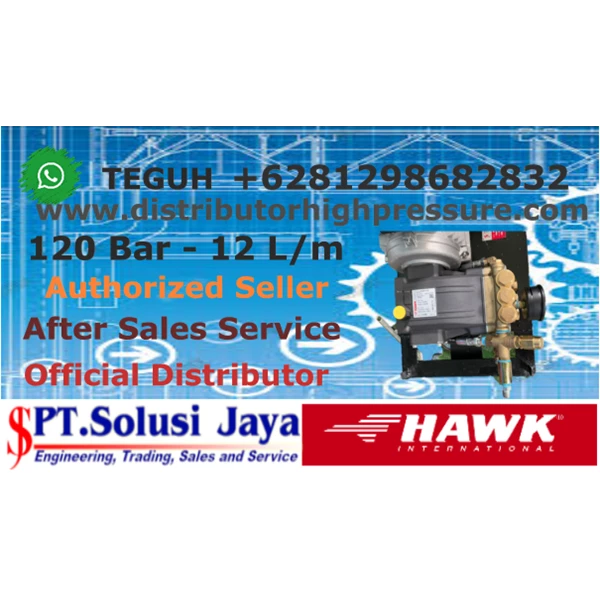 Pompa High Pressure Cleaner Hawk 120 Bar 12 Lpm 3.6 HP 2.7 kW - SJ Pressure Pro +6281298682832