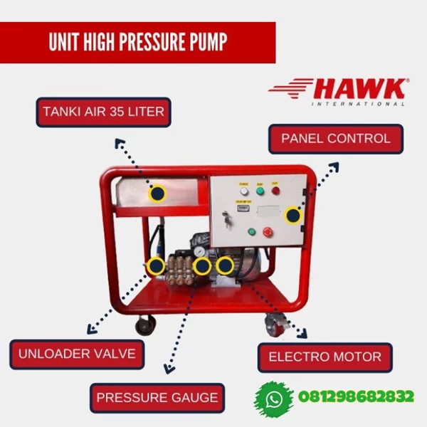 Pompa High Pressure Cleaner Hawk 120 Bar 12 Lpm 3.6 HP 2.7 kW Petrol Engine - SJ Pressure Pro +6281298682832