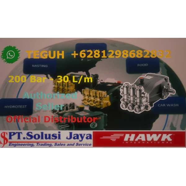 Pompa Pembersih Tekanan Tinggi Hawk XLT3020HTIR 200 Bar - 30 L/m 15.3 HP 11.3 kW -- SJ PRESSUREPRO +6281298682832
