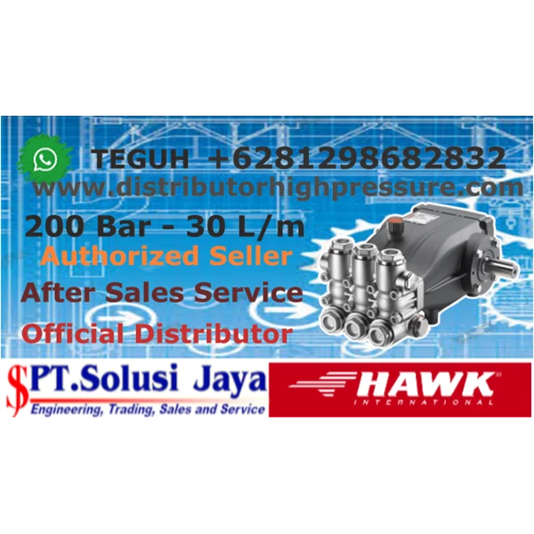 Alat Pompa Pembersih Tekanan Tinggi Hawk 200 Bar - 30 L/m 15.3 HP 11.3 kW - SJ PRESSUREPRO +6281298682832