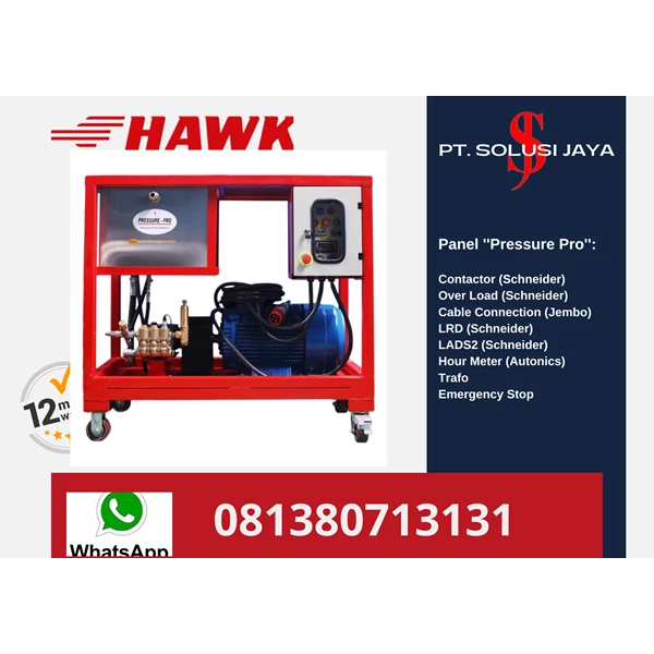 Alat Pompa Tekanan Tinggi Hawk 500 Bar - 21 L/m 20.3 kW 27.6 HP Diesel -- SJ Pressure Pro 