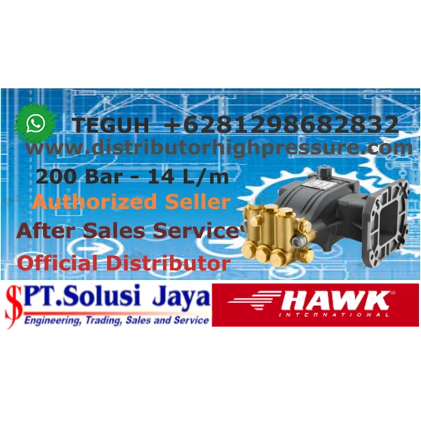 High Pressure Cleaner Hawk Pump 200 Bar 14 L/m 3400 RPM - SJ Pressure Pro +6281298682832
