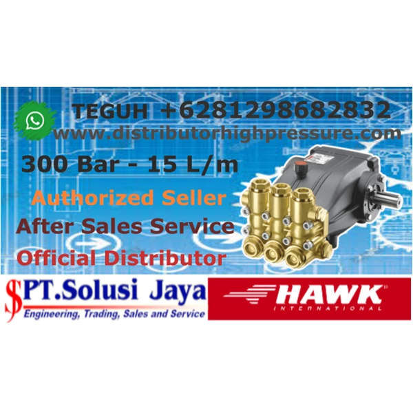 Alat Pembersih Tekanan Tinggi Hawk 300 Bar 15 L/m Listrik 8.8 kW - SJ Pressure Pro +6281298682832