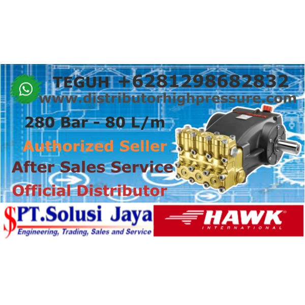 Pompa High Pressure Cleaner Hawk 280 Bar 80 Lpm - SJ Pressure Pro +6281298682832