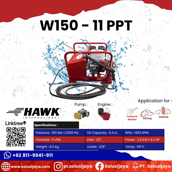 High Pressure Cleaner Hawk Pump 150 Bar 100 Lpm - SJ Pressure Pro +62811 9941 911