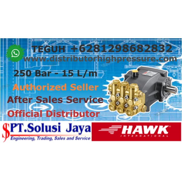 High Pressure Cleaner Hawk Pump 250 Bar 15 LPM Electric Portable Trolly - SJ Pressure Pro
