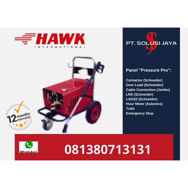 Pompa High Pressure Cleaner Hawk 250 Bar 15 LPM Electric Portable Trolly - SJ Pressure Pro