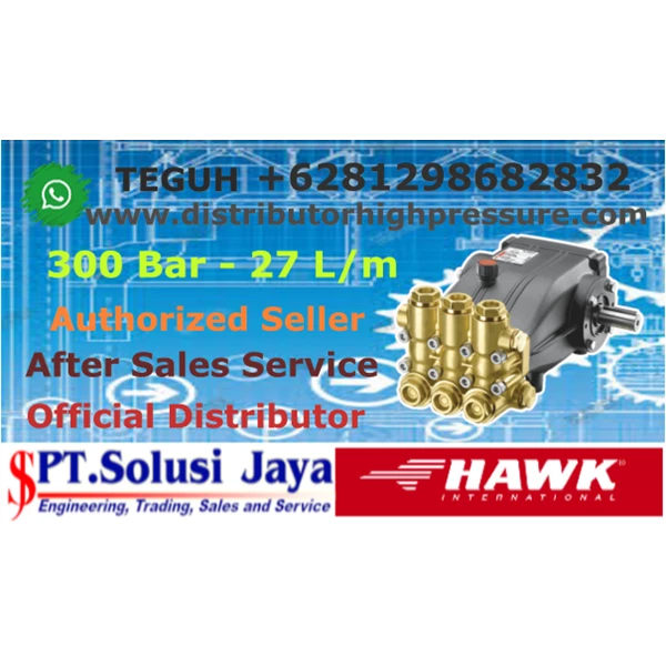 High Pressure Cleaner Hawk Pump 300 Bar 27 LPM Electromotors EPS - SJ Pressure Pro
