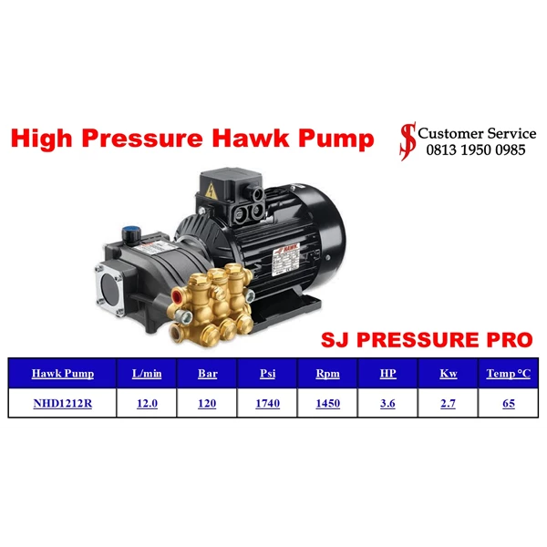 High Pressure Pump Water jet 500bar 41Lpm SJ PRESSUREPRO HAWK PUMP