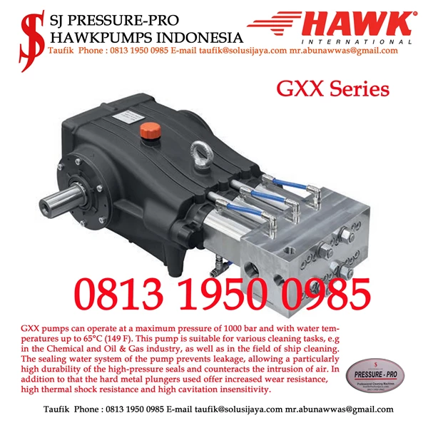 GXX Series SJ PRESSURE-PRO 1000 BAR SJ PRESSUREPRO HAWK PUMPs O8I3 I95O O985