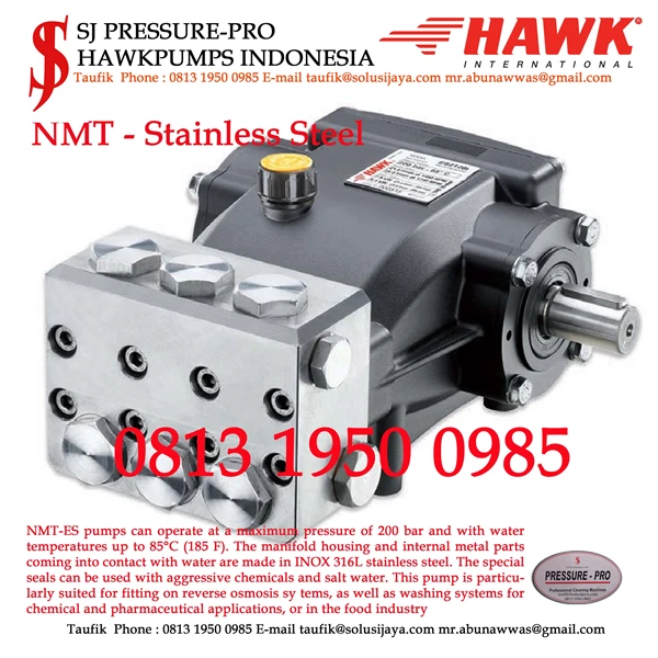 NMT - Stainless Steel SJ PRESSURE-PRO HIGH PRESSURE PUMPS 200BAR osmosis SJ PRESSUREPRO HAWK PUMPs 0811 913 2005