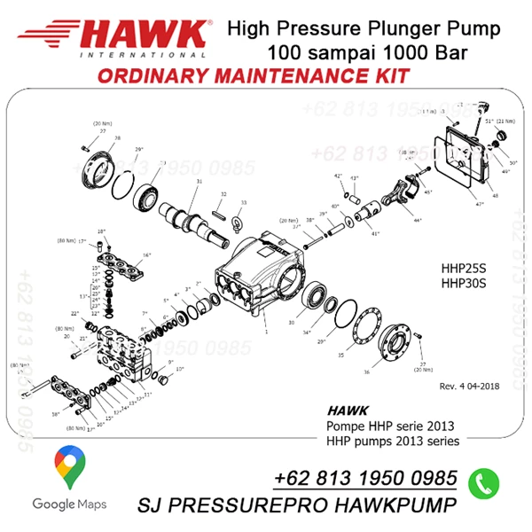 AISI 316 Unloader valve with by-pass. SJ PRESSUREPRO HAWK PUMPs O8I3 I95O O985
