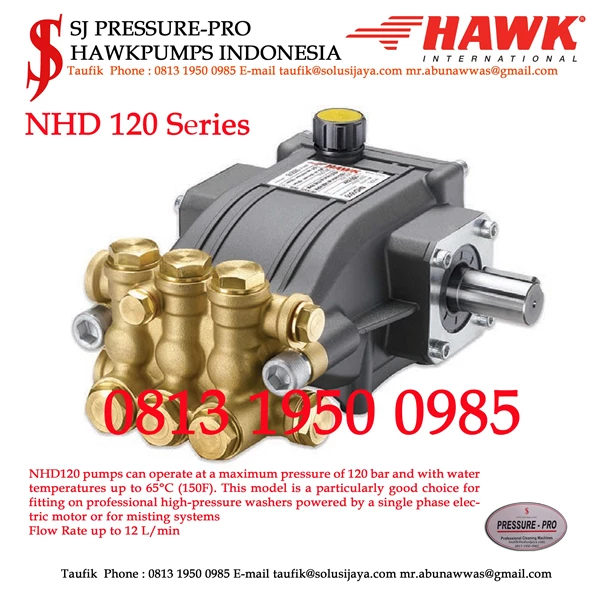 NHD 120 Series SJ PRESSUREPRO Pompa hydrotes 120bar 1740psi 2500VA SJ PRESSUREPRO HAWK PUMPs O8I3 I95O O985