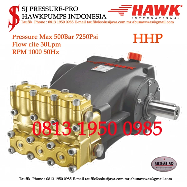 pompa piston HHP Pressure Max 500Bar 7250Psi 30lpm 1000rpm SJ PRESSUREPRO HAWK PUMPs O8I3 I95O O985