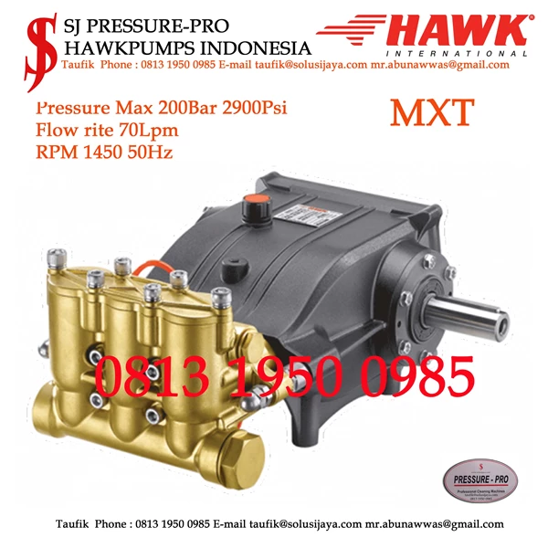 Piston pump MXT Pressure Max 200Bar 2900Psi 70lpm 1450rmp SJ PRESSUREPRO HAWK PUMPs 0811 913 2005
