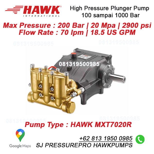Pompa Piston MXT Pressure Max 200Bar 2900Psi 70lpm 1450rmp SJ PRESSUREPRO HAWK PUMPs 0811 913 2005
