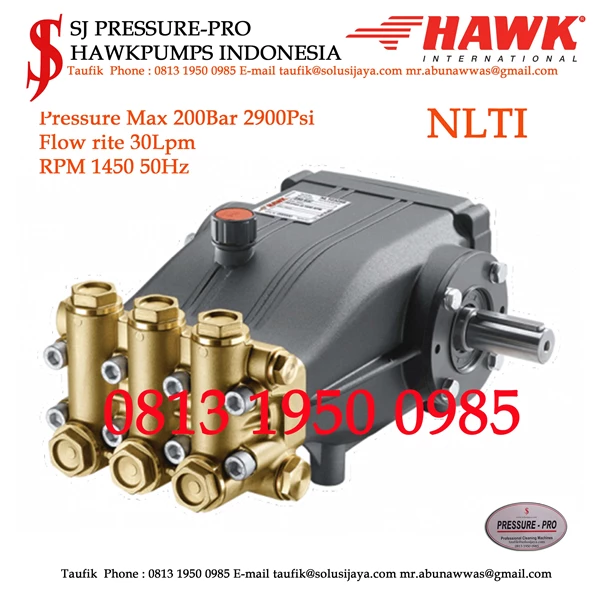 Pompa Piston NLTI Pressure Max 200Bar 2900Psi 30lpm 1450rpm SJ PRESSUREPRO HAWK PUMPs O8I3 I95O O985