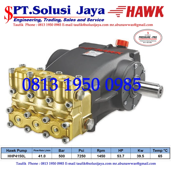 high pressure pump Hawk Pump HHP25SL Flow rate 25.0Lpm 500Bar 7250Psi 1000Rpm 32.6HP 24Kw SJ PRESSUREPRO HAWK PUMPs O8I3 I95O O985