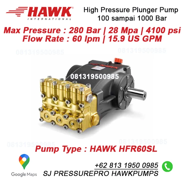 Pompa Hydrotest Hawk Pump HFR60FL Flow rate 60 Lpm 280 Bar 4100 Psi 1450 Rpm 43. HP 32 Kw SJ PRESSUREPRO HAWK PUMPs O8I3 I95O O985