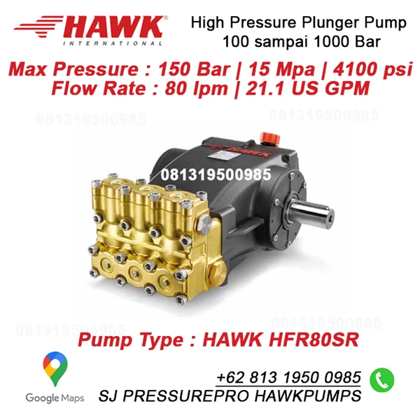 Hydrotest Hawk Pump HFR60FR Flow rate 60 Lpm 280 Bar 4100 Psi 1450 Rpm 43.0 HP 31.6 Kw SJ PRESSUREPRO HAWK PUMPs O8I3 I95O O985