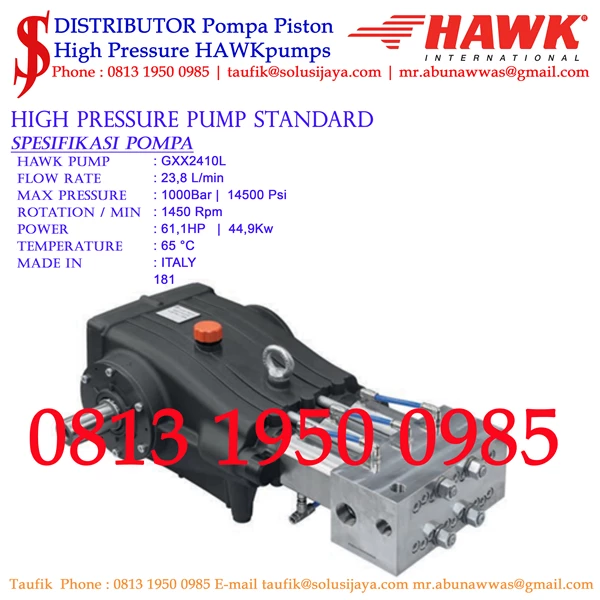 Pompa hydrotest 1000 bar HAWK PUMP SJ PRESSUREPRO HAWK PUMPs O8I3 I95O O985