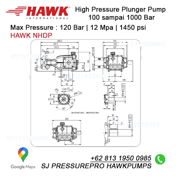 High pressure Pump 120 Bar SJ PRESSUREPRO HAWK PUMPs O8I3 I95O O985