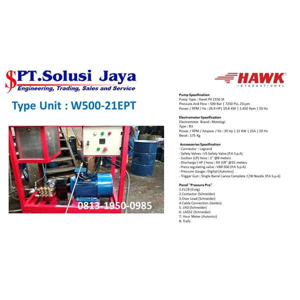 Pompa hydrotest W500-21EPT  high pressure waterjet cleaning SJ PRESSUREPRO HAWK PUMPs O8I3 I95O O985