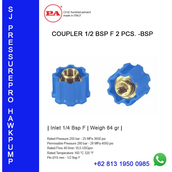 COUPLER 1/2 BSP F  –BSP	 Suku Cadang Pompa O8I3 I95O O985