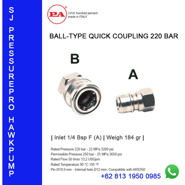 BALL-TYPE QUICK COUPLING 220 BAR Suku Cadang Pompa O8I3 I95O O985