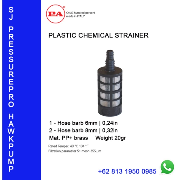 PLASTIC CHEMICAL STRAINER Suku Cadang Pompa O8I3 I95O O985