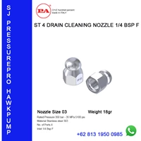 DRAIN CLEANING NOZZLE 1/4 BSP F Suku Cadang Pompa SJ PRESSUREPRO HAWK PUMPs O8I3 I95O O985