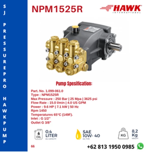 High Pressure Pump HAWK  250 Bar NPM1825L O8I3 I95O O985