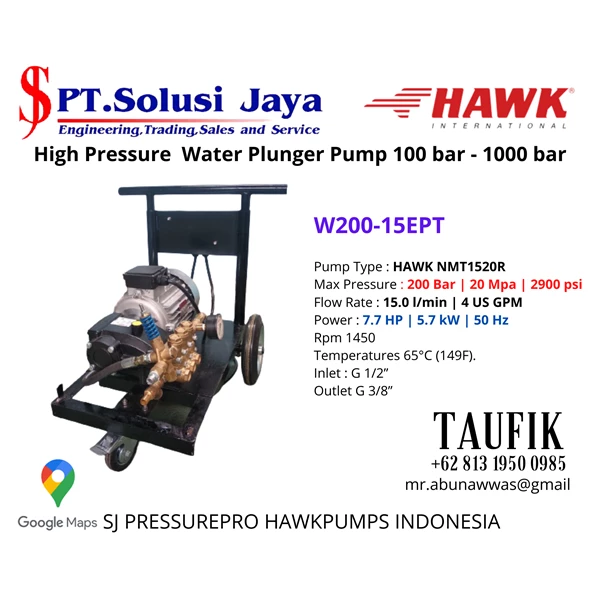 High Pressure Pump 200bar SJ PRESSUREPRO HAWK PUMPs O8I3 I95O O985