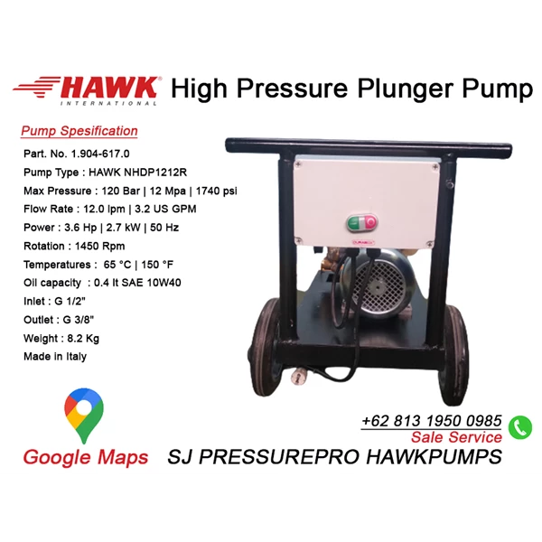 High Pressure Pump HAWK 120 Bar Kapasitas 12 L/Min SJ PRESSUREPRO HAWK PUMPs O8I3 I95O O985