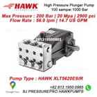 High Pressure Homogenizer Pump Max Pressure : 200 Bar  20 Mpa  2900 psi Flow Rate : 56.0 lpm  14.7 US GPM hawk XLT5620ESIR SJ Pressurepro Hawk Pump O8I3 I95O O985 1