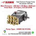Mesin Hydrotest Max Pressure : 250 Bar  25 Mpa  3625 psi Flow Rate : 21.0 lpm  5.6 US GPM HAWK NLT2125IL SJ Pressurepro Hawk Pump O8I3 I95O O985 1