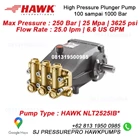 Mesin Hydrotest Max Pressure : 250 Bar  25 Mpa  3625 psi Flow Rate : 25.0 lpm  6.6 US GPM HAWK NLT2525IB* SJ Pressurepro Hawk Pump O8I3 I95O O985 1